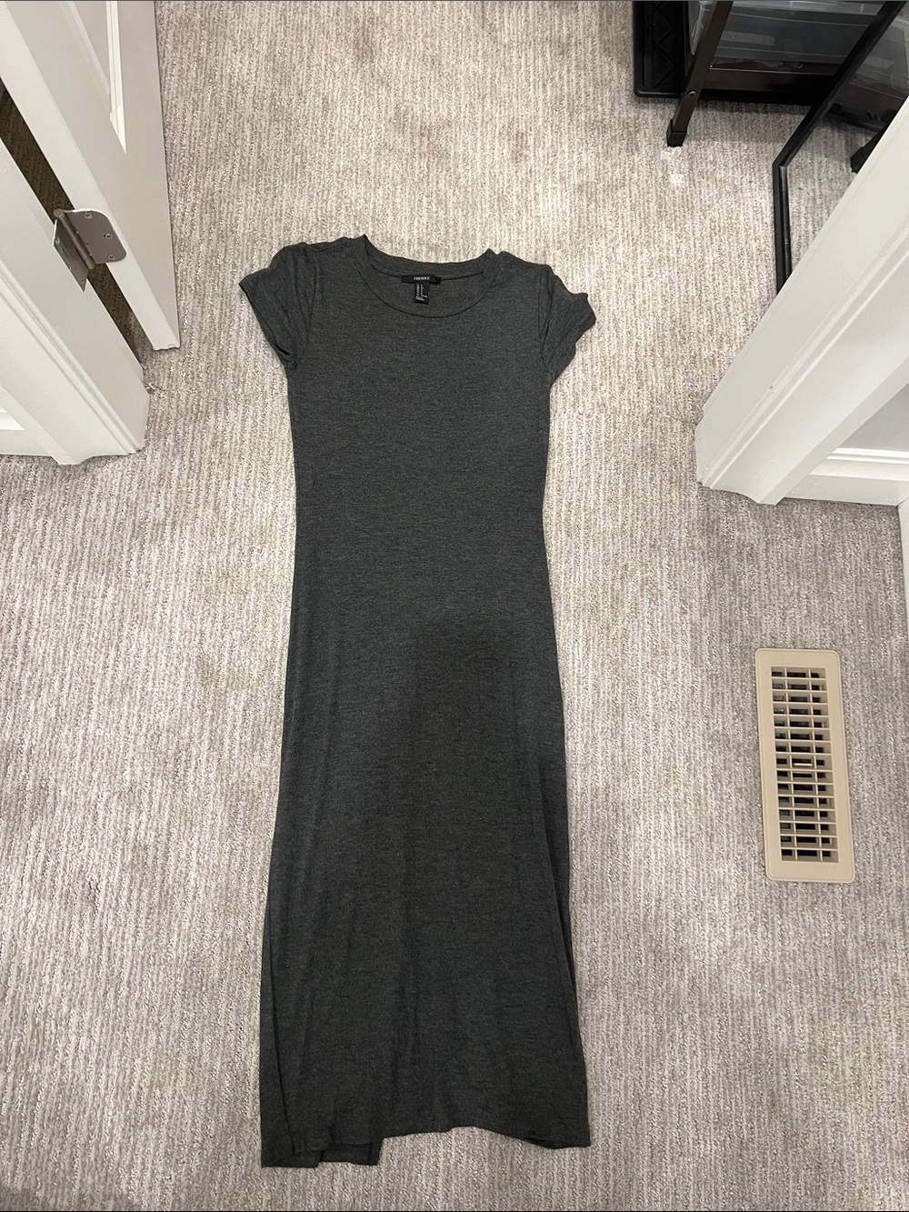 Women's Charcoal Short Sleeve Maxi Dress